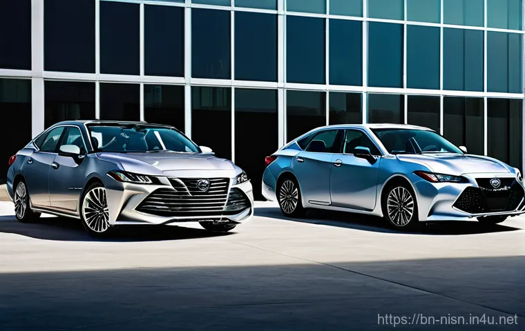 니산 맥시마와 도요타 아발론 비교 - **Prompt:** A luxurious and spacious interior shot of a Toyota Avalon, focusing primarily on the rea...