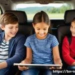 니산 패스파인더의 가족용 SUV 적합성 - **Prompt 1: Family Road Trip Comfort**
    "A heartwarming scene inside a spacious, modern Nissan Pa...