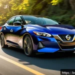 니산 맥시마와 혼다 어코드 비교 - A dynamic highway scene featuring a sleek Nissan Maxima in motion, showcasing its sporty design and ...