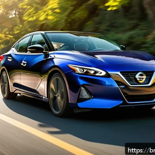 니산 맥시마와 혼다 어코드 비교 - A dynamic highway scene featuring a sleek Nissan Maxima in motion, showcasing its sporty design and ...