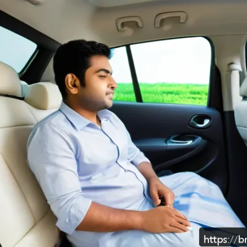 니산 아리아의 패밀리카 적합성 - A modern family car interior scene featuring a spacious Nissan Aria with seven occupants comfortably...